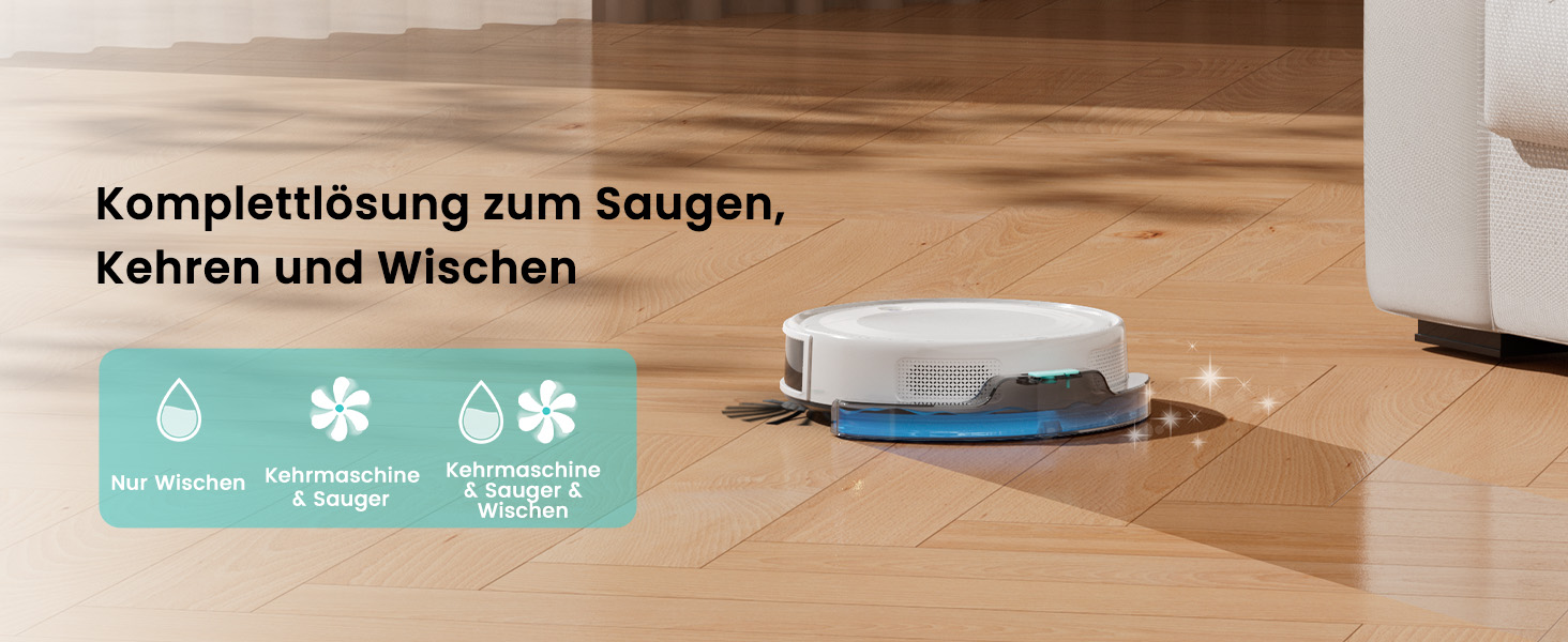 Робот-пилосос LEFANT M310 Ultra: потужність 6000Pa, вологе прибирання, лазерна навігація, керування через додаток та Alexa, захист від заплутування шерсті, білий