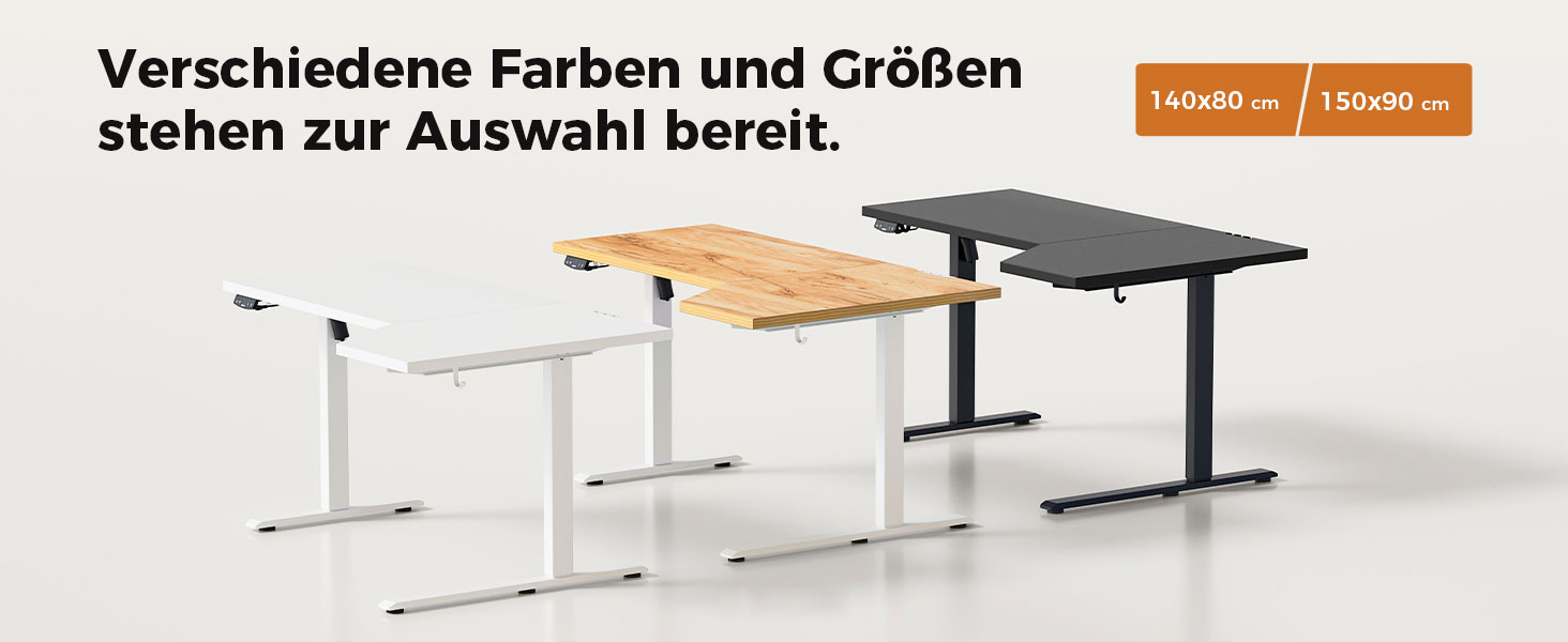 Електричний столик для роботи Agilestic L-подібної форми 150 см, регульована висота, для дому та офісу, ергономічний, зі з'єднуваною панеллю, світло-коричневий (150 x 90 см)