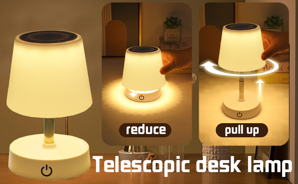 Настільна LED лампа акумуляторна 2 шт., телескопічна, з USB зарядкою, диммер сенсорний, нічник для спальні, вітальні, приліжкова