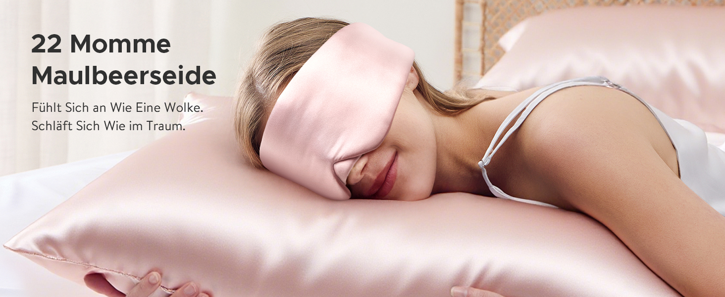 Шовкова маска для сну LitBear, 100% шовк 22 Momme, для жінок та чоловіків, з регульованою стрічкою, рожевого кольору