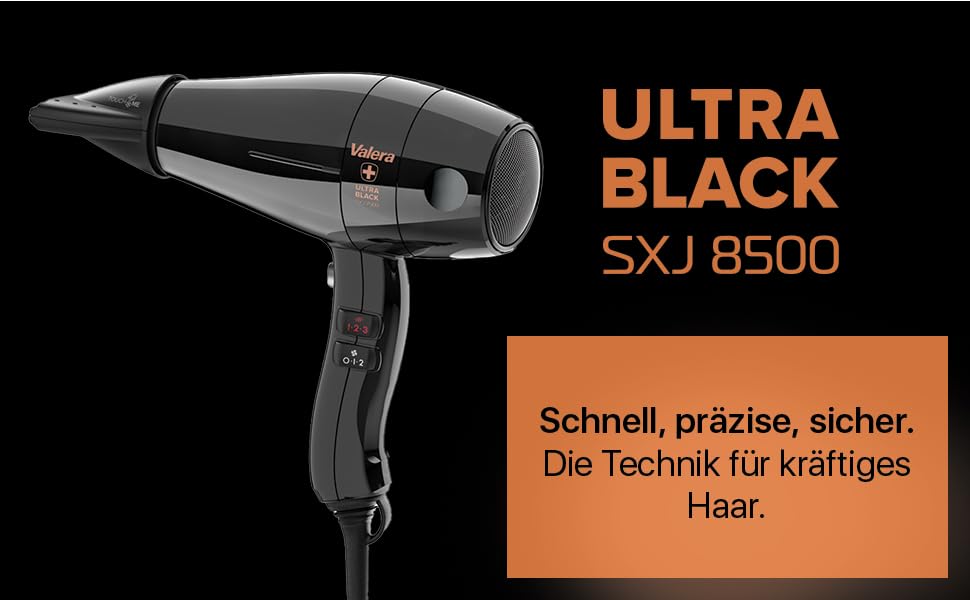 Професійний фен Valera Swiss Silent Jet 8500 Ultrablack: 2000W, 6 температур, іонізація, супер-зручний кабель