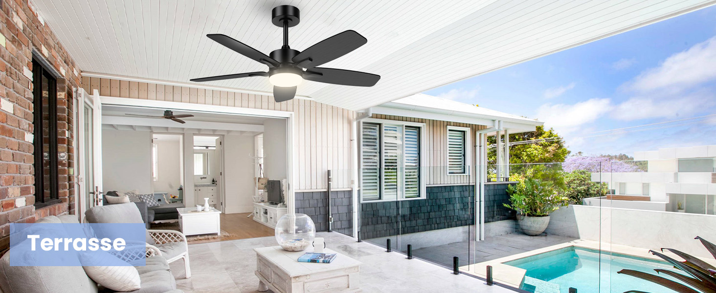 Стелянка вентилятор 106 см з підсвіткою та двосторонніми лопатями, тихий вентилятор з LED-лампою та пультом керування, для спальні та вітальні, DC мотор, штанга темне дерево