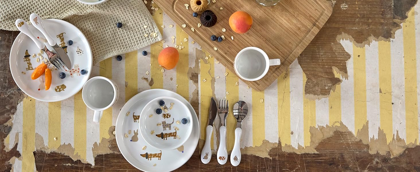 Набір дитячого посуду LÄSSIG 3 шт. (ложка, виделка, ніж) з нержавіючої сталі та пластикової ручки - Garden Explorer