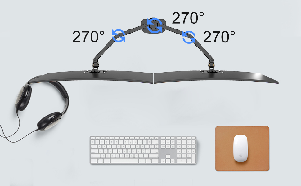 Підставка для монітора Pholiten: 2 монітори, 13-27 дюймів, до 10 кг, VESA 100x100mm, чорний