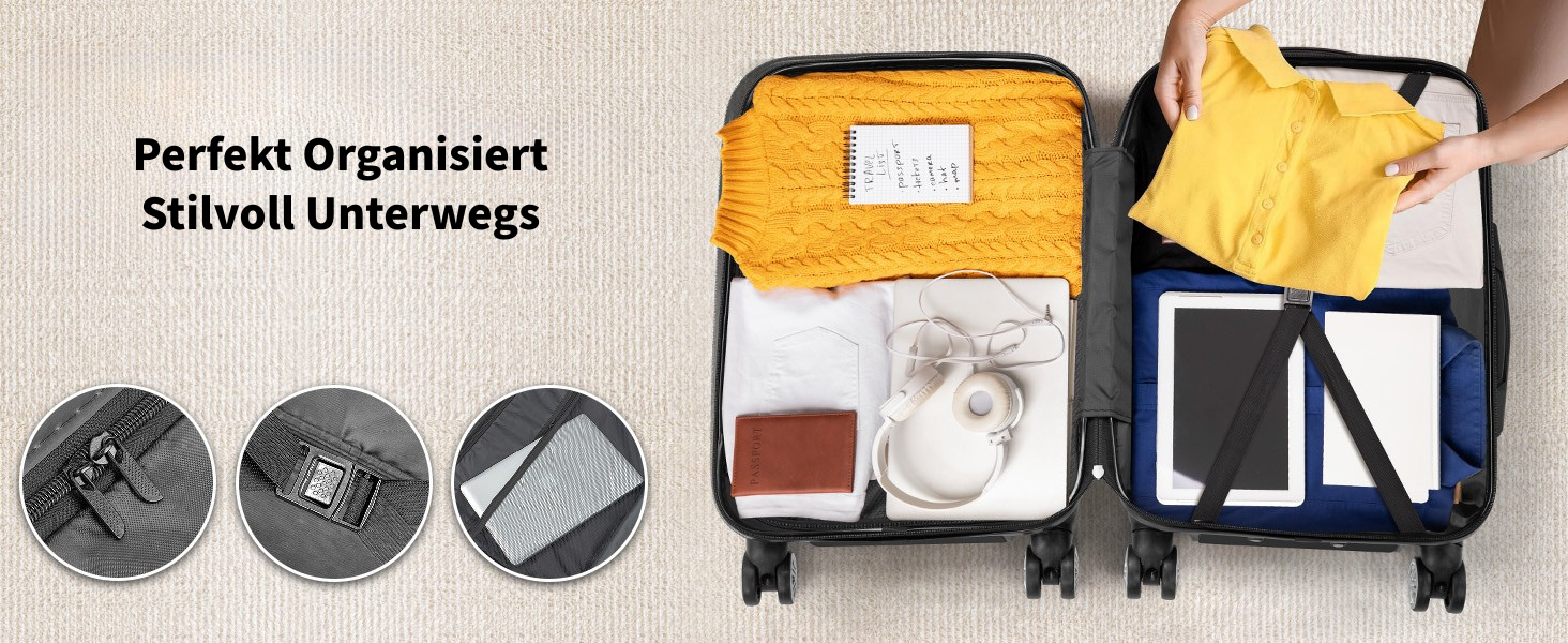 Набір валіз LEADZM 3 шт. з роликами, великий, жорсткий ABS+PC, телескопічна ручка, ручна поклажа (м'ятний)