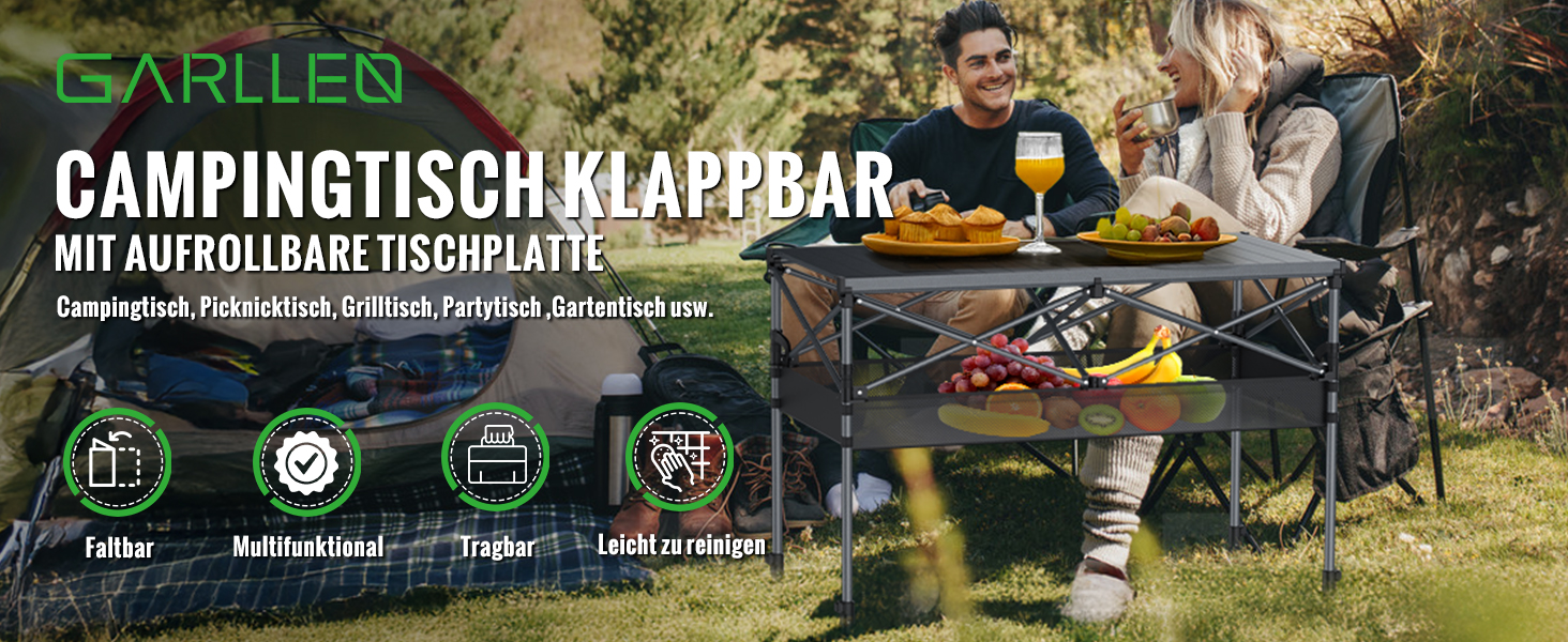 Зручний складаний туристичний стіл Garllen для пікніка та відпочинку на природі, 82x40 см, 2 рівня висоти (44/70 см), сталевий, з сумкою