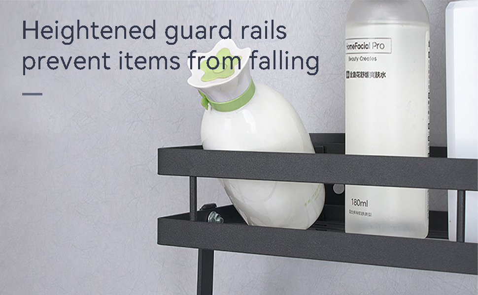 Настінна полиця для спецій та кухонного приладдя, 35 см, чорна