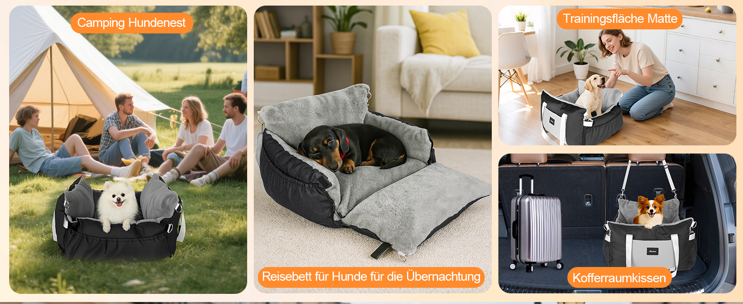 Автомобільний лежак для собак 3-в-1 - переноска, лежак, автокрісло для маленьких собак, чорний