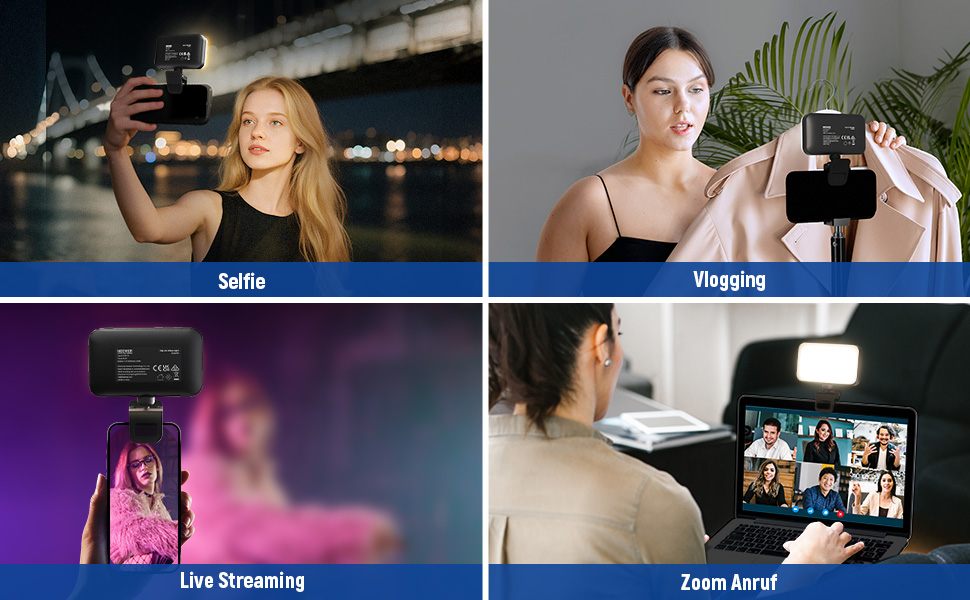 LED світло Neewer для селфі та відеозйомки на телефон/комп'ютер, 54 LED, кліпса, CRI 88, 650mAh