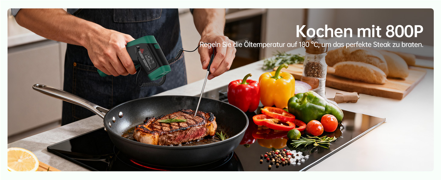 Інфрачервоний термометр ERICKHILL -50°C до 800°C, безконтактний цифровий лазерний термометр з щупом для м'яса -50°C до 300°C, регульований коефіцієнт випромінювання – для приготування їжі/грилю/заморожування