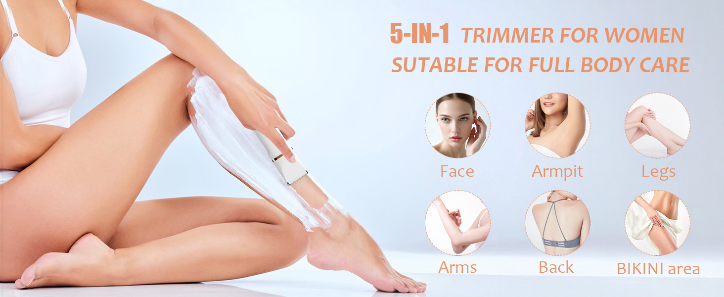 Електричний жіночий триммер та епілятор 3-в-1 MIFXIN для тіла, обличчя, ніг, рук, bikini, IPX6 водонепроникний, фіолетовий