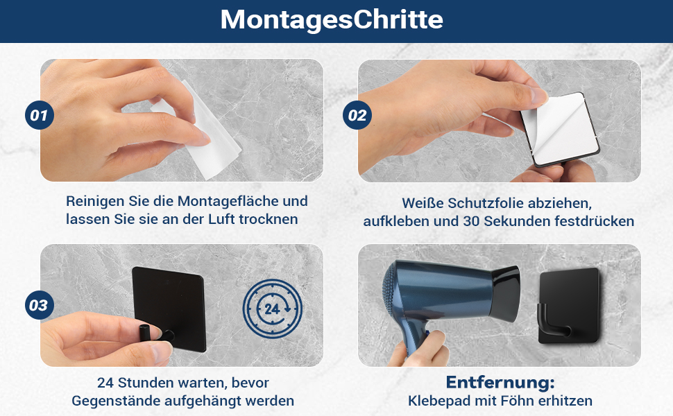 Набір гачків для рушників без свердління, 6 шт. з нержавіючої сталі, самоклеючі, до 10 кг, для ванної кімнати та кухні