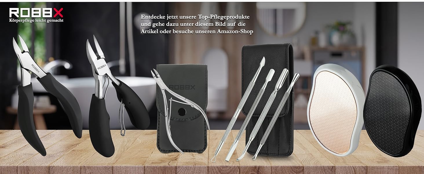 Набір для догляду за нігтями ROBBX® Profi: кусачки для товстих нігтів, зручна ручка, шкіряний етикет, ножиці для нігтів