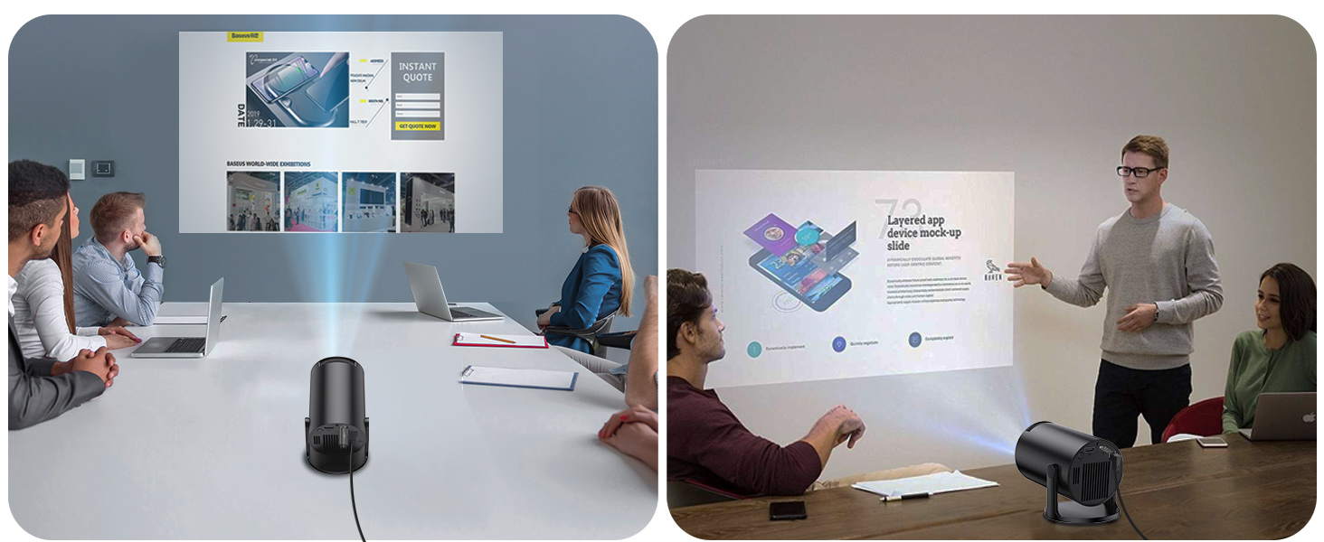 Портативний проєктор Yoton Mini Beamer Wi-Fi6/Bluetooth 5.4 з бездротовою трансляцією екрану (Android/iOS), підтримка 1080P, автоматична корекція трапецеїдальних спотворень, HDMI, Native 720P, білий (чорний)