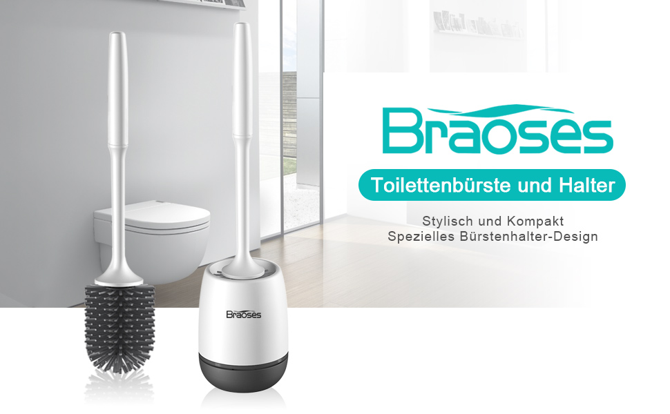 Набір для туалету: щітка з тримачем, силіконова щітка, довга ручка, швидке висихання, настінний/підлоговий монтаж (білий та чорний)