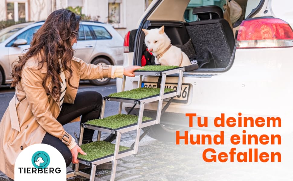 Сходинки для собак у машину, дім, на вулицю, складні - з штучним газоном, до 70 кг, 67 см