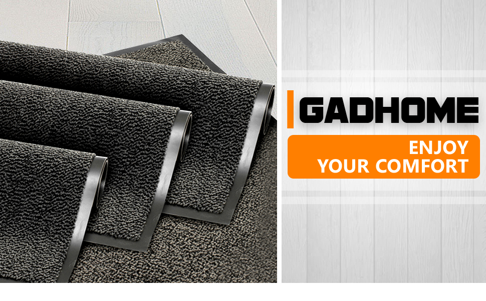 Килимок для входу GadHome чорний антрацит 60x90 см, водовідштовхувальний, миючий, зносостійкий, антиковзний для дому, кухні, спальні