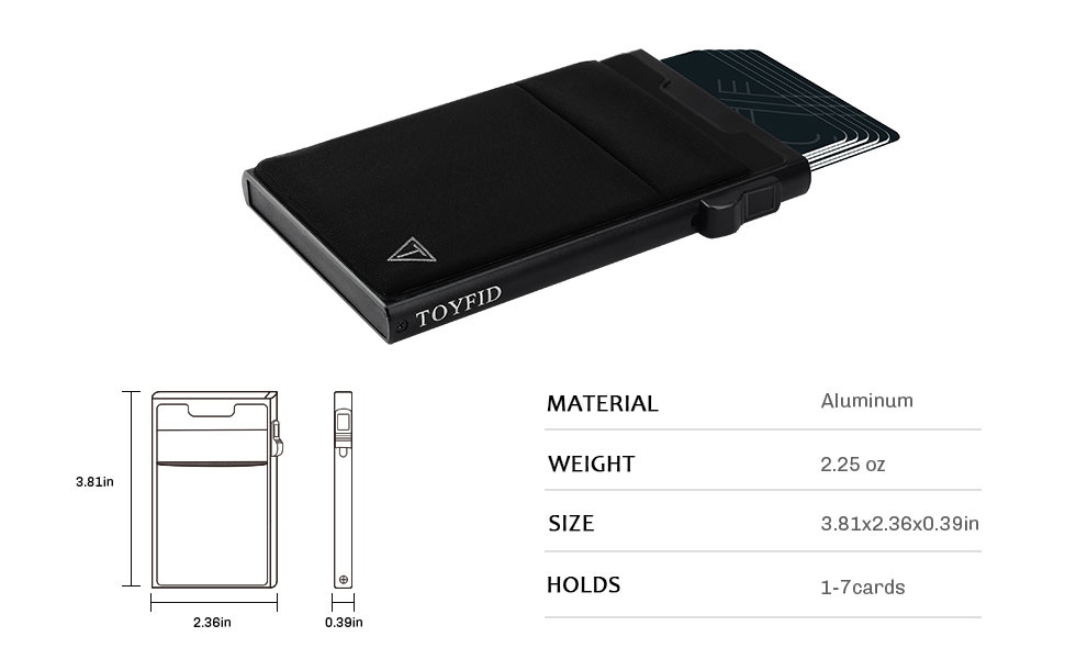 RFID-захисний картхолдер Pop-up, гаманець-картхолдер з монетницею, чорний