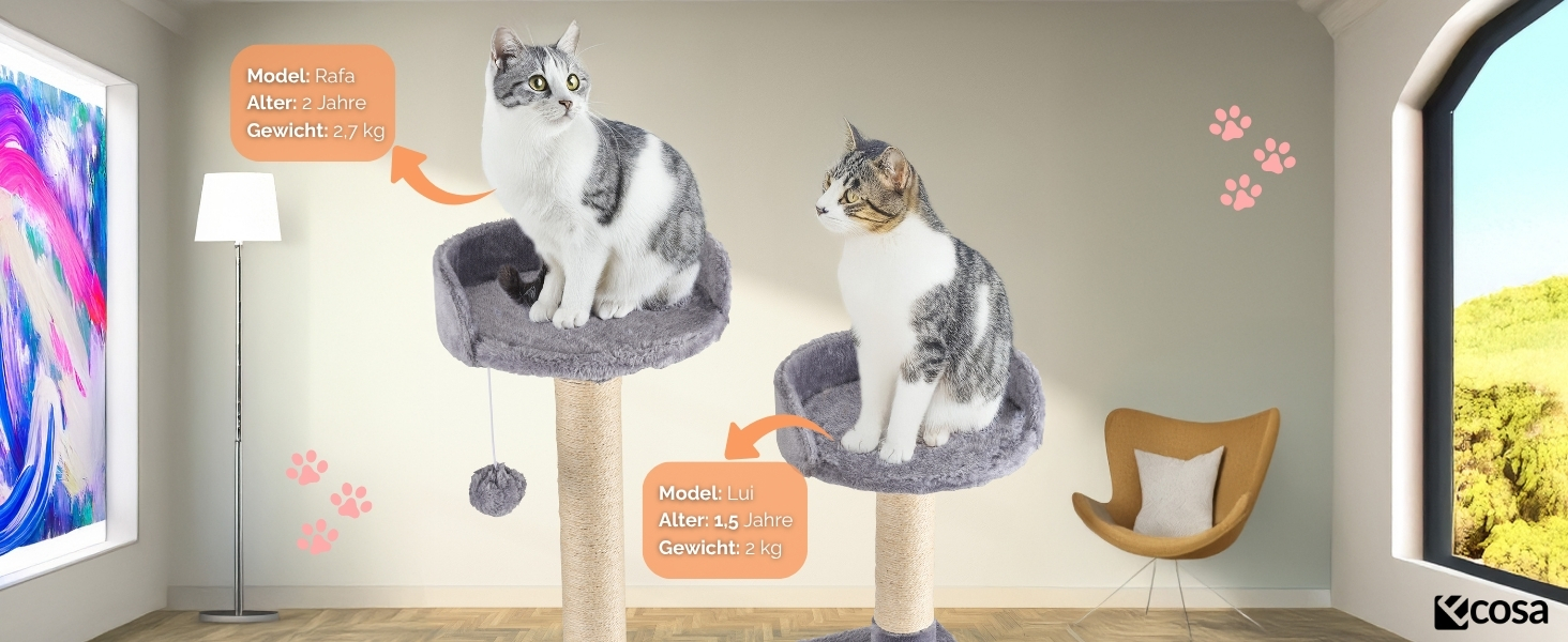 Кігтеточка для котів Ecosa® XXL - велика, 170 см, багатоярусна з гамаком та будиночком