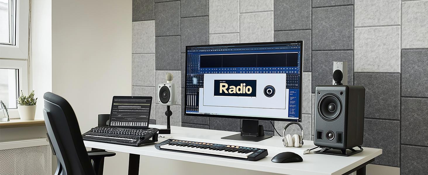 Акустичні панелі для шумоізоляції стін самоклеючі, квадратні звукопоглинаючі плити високої щільності, 30x30x0.9 см, чорні, 12 шт.