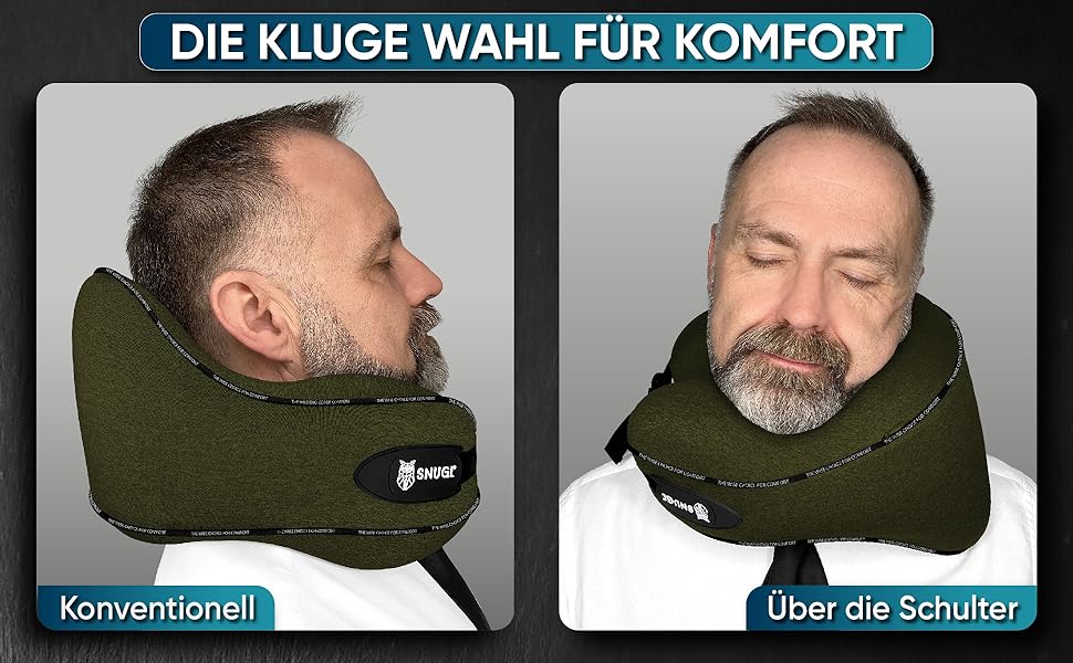 Подушка для шиї SNUGL з Memory Foam, регульована та миюча | Зручна подушка для подорожей на літаку, в авто та в дорогу | Подушка-шия, Neck Travel Pillow (доросла, маленька, оливковий)