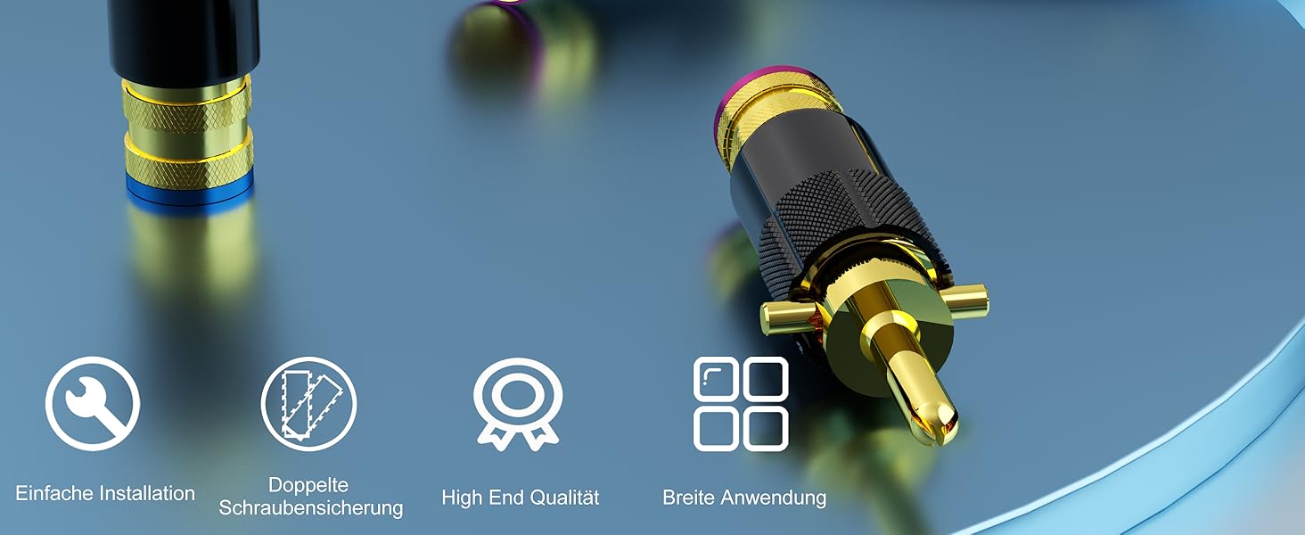 Комплект позолочених бананових роз'ємів Monosaudio (8 шт.) для акустичних кабелів, домашнього кінотеатру та AV-ресиверів, модель BA1410