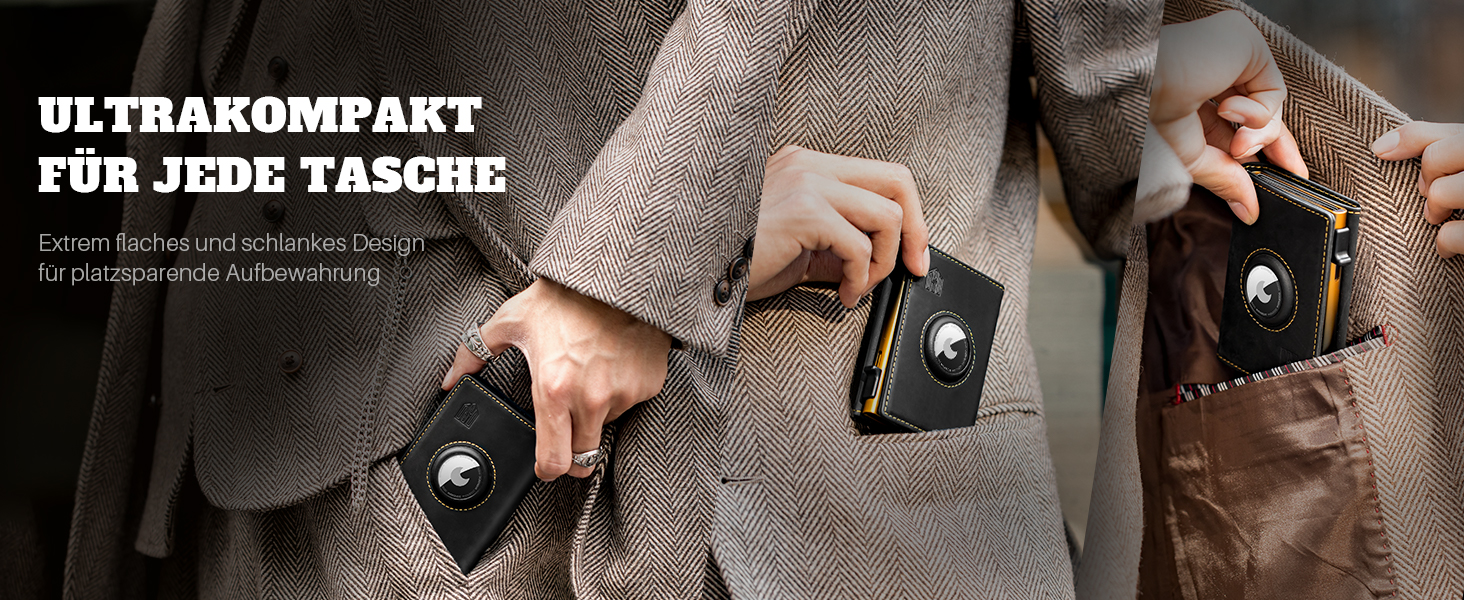 Портмоне DODENSHA® MagSnap для чоловіків з RFID захистом та відділенням для AirTag, картхолдер на 10+ карт, з монетницею, чорно-синій колір