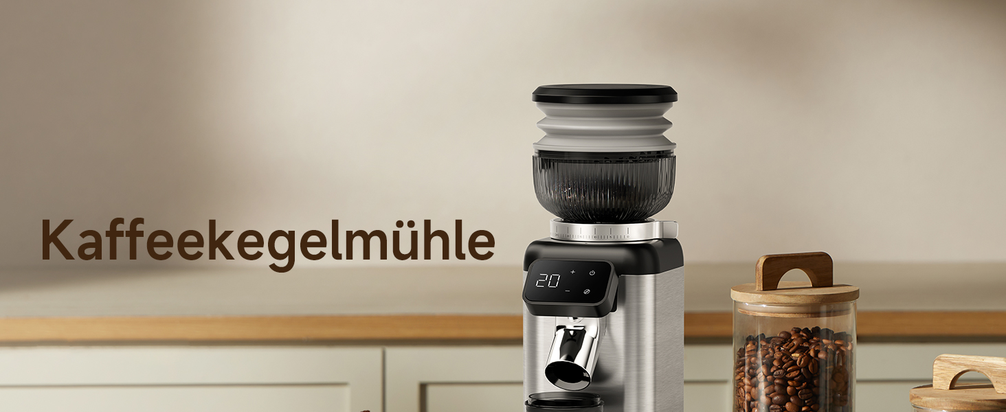 Професійна кавомолка Neretva з прецизійними жорнами, 40 штук. Електрична кавомолка з рівномірним помелом, антистатична, без залишків. Підходить для еспресо, фільтр-кави, френч-пресу, мока-кави. Сріблястий колір.