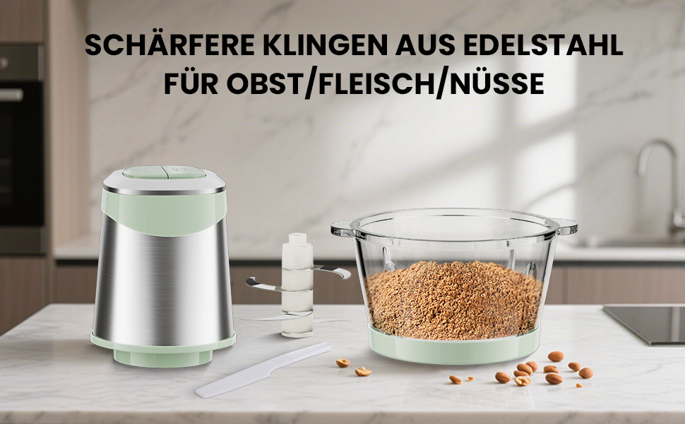 Електричний подрібнювач для кухні ESoundvol 400W з чашею 2л та 4 лезами з нержавіючої сталі для м'яса, овочів, горіхів, дитячого харчування