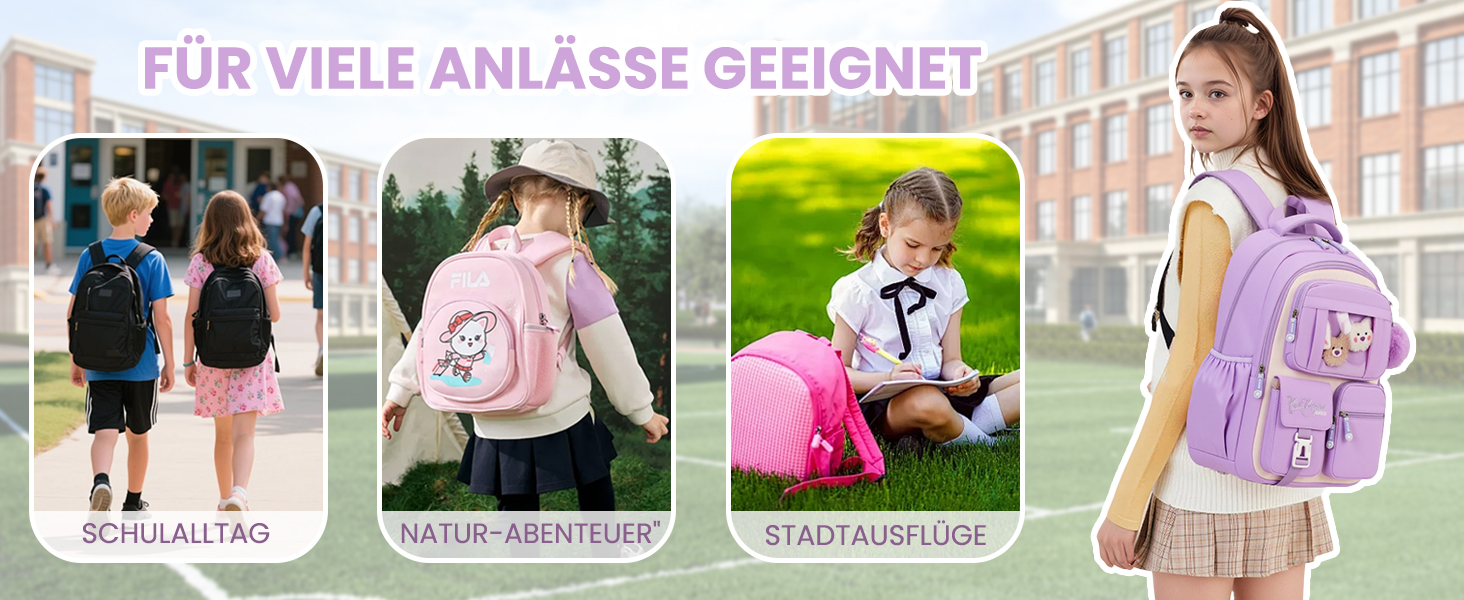 Шкільний рюкзак для дівчаток DivingBirds, 2-7 клас, 22L | Легкий дитячий рюкзак з дихаючою спинкою та м'якими лямками | З нагрудним ременем | Чорний