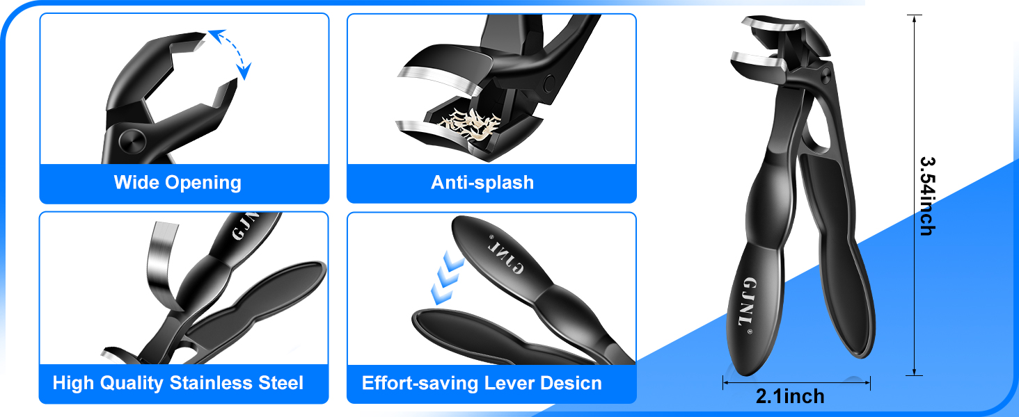 Манікюрний інструмент для товстих нігтів: кусачки для нігтів на ногах з контейнером, професійні кусачки для чоловіків, гострі кусачки для нігтів з довгим руків'ям та нахиленою лезою, срібно-чорно-коричневого кольору