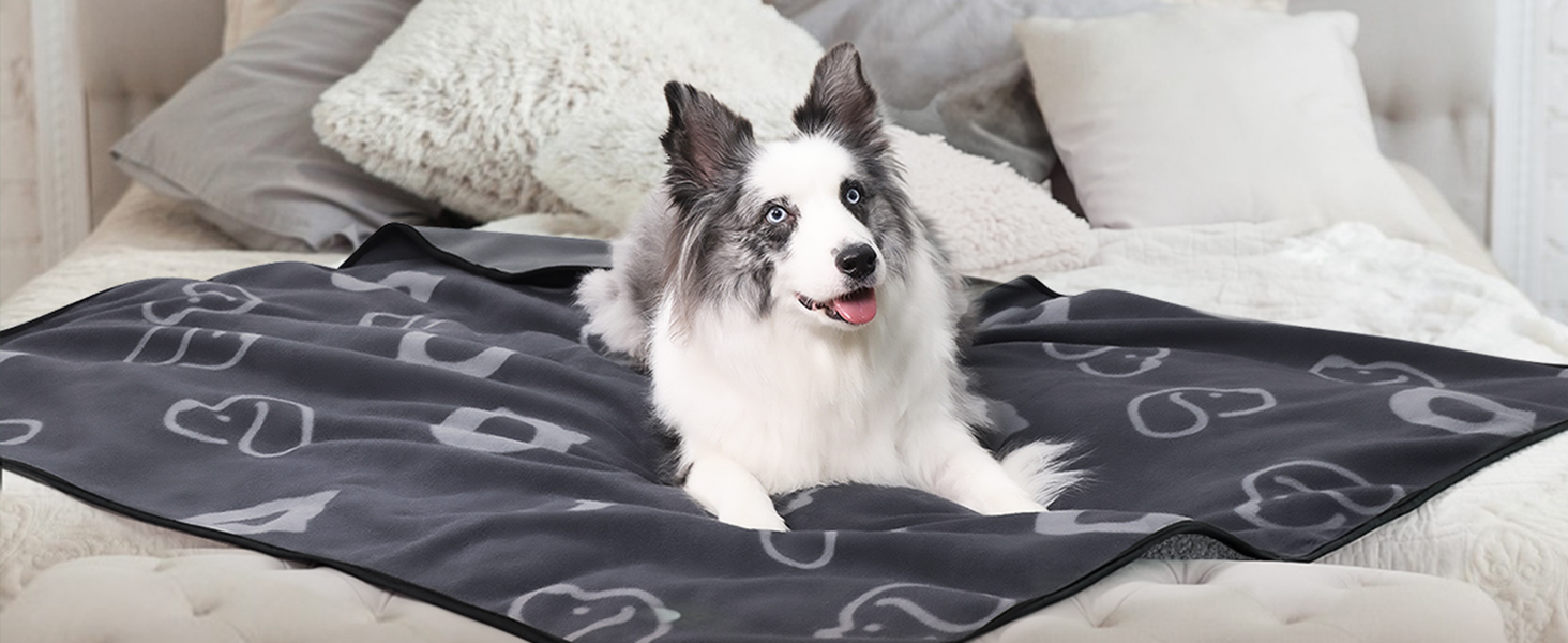 Водонепроникний килимок для собак, 152x127 см, плюшевий фланель та шерпа, для середніх та великих собак, машинне прання - Чорний (152x127 см, Сірий)