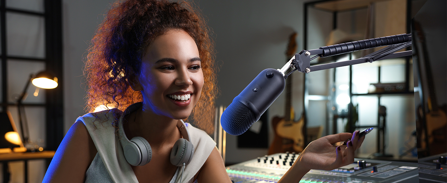 Тримач для мікрофона YOUSHARES Seiren V2 X: сумісний з Seiren Mini, V3 Mini/Chroma, Razer Seiren V2 X/Pro, Seiren X. Тримач з кабелями, стійка для стрімінгу та геймінгу