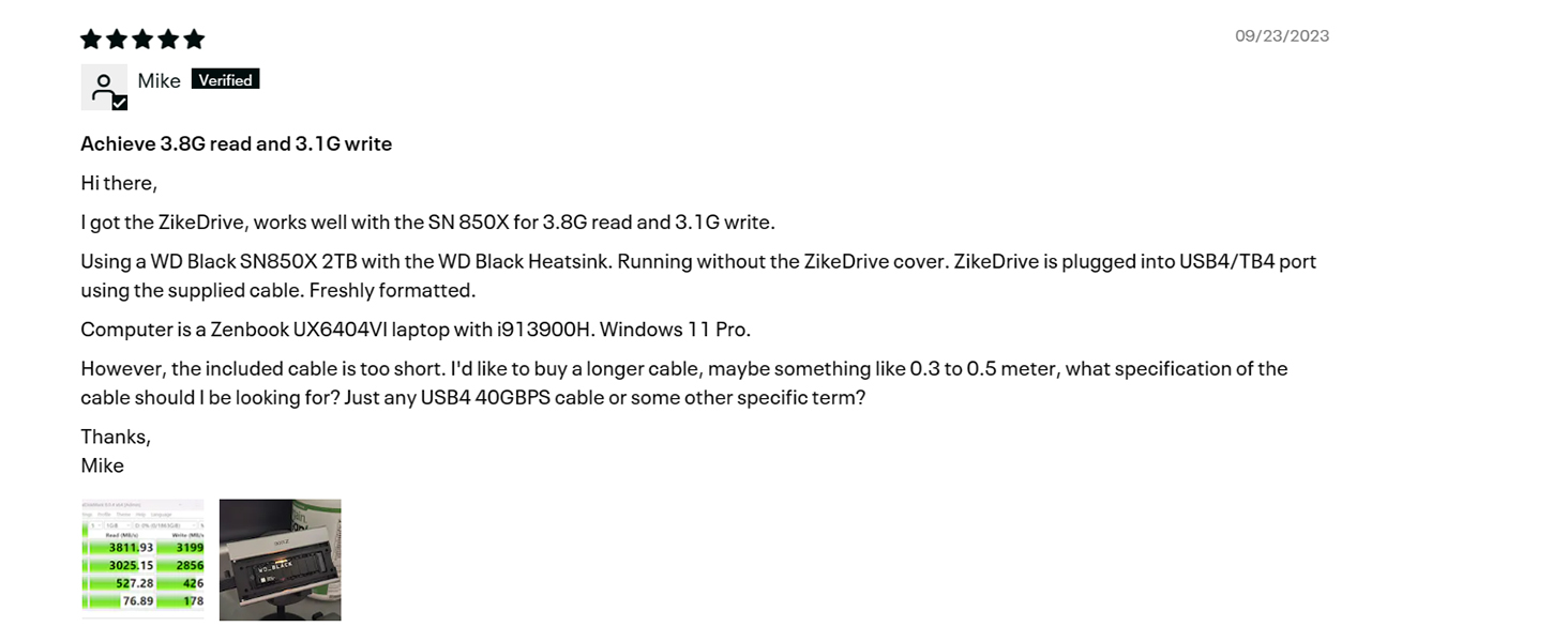 Корпус для SSD ZIKE 40Gbps M.2 NVMe з USB4.0 (до 3811MB/s), Thunderbolt4, сумісний з M.2 2280, USB3.2, PCI-E Gen 4x4