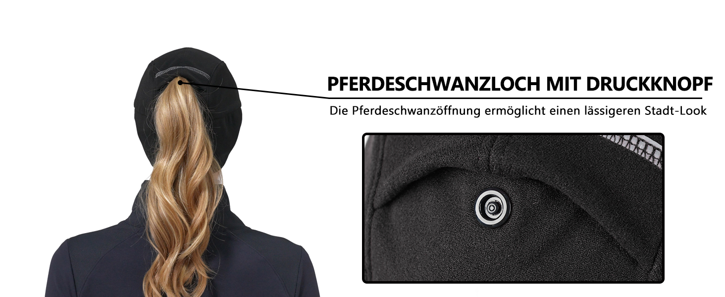 Жіноча зимова шапка GADIEMKENSD з відбиваючими елементами та мішком для хвоста, навушники-гетри, для активного відпочинку, чорна