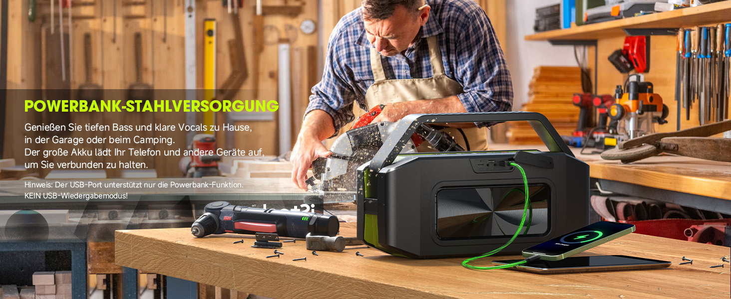 W-KING Bluetooth колонка 100W (60W) IPX6, портативна, глибокий бас, до 40 годин, TF/AUX/EQ, зелена