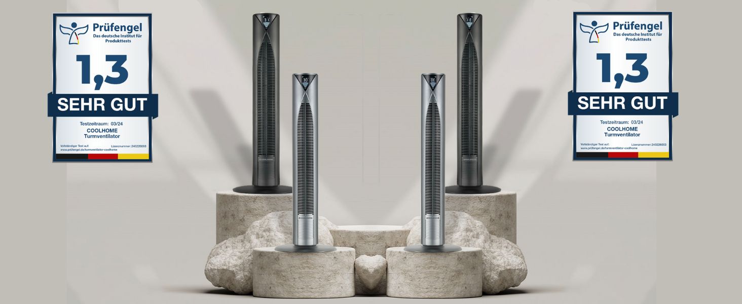 CoolHome CF2206 Турбовентилятор з пультом керування - тихий підлоговий вентилятор з таймером, 96 см, срібний
