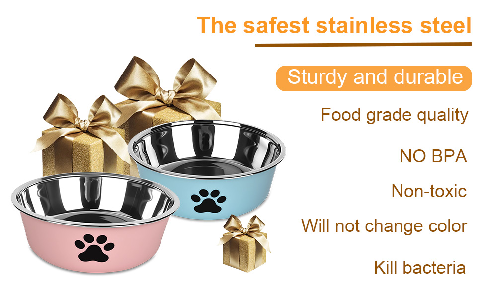 Набір з 4 мисок для собак з нержавіючої сталі з неслизьким силіконовим дном, 900 мл, для корму та води (зелений, сірий, блакитний, рожевий)