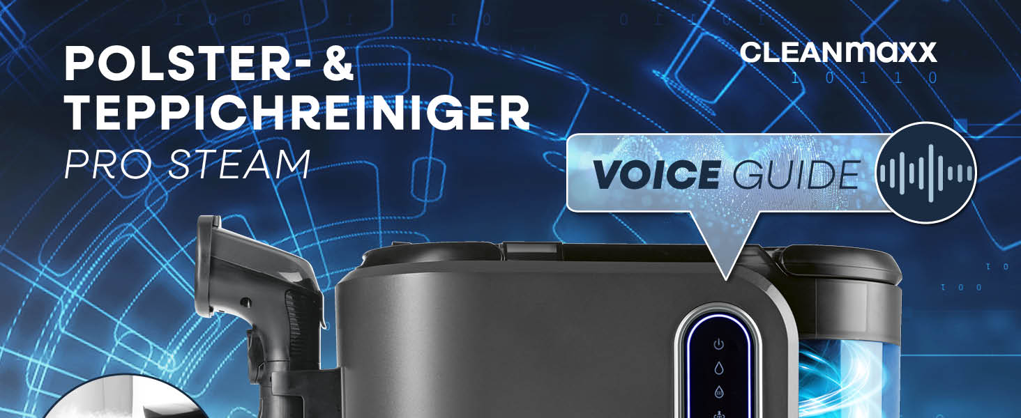CLEANmaxx Професійний пароочисник для меблів та килимів Pro Steam | 3в1: очищувач для м'яких меблів, точковий очищувач, миючий пилосос | Видаляє плями з килимів, авто, диванів тощо. Чорний Pro Steam Touch, 2000W