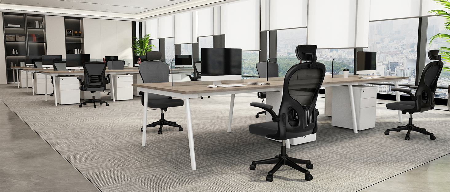 Ергономічне крісло Rattantree для офісу та дому: дихаюча спинка, регульована висота, підйомні підлокітники, 360° обертання, сірий колір, без підніжки