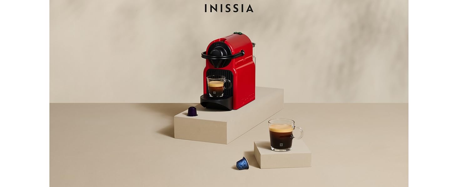 Кавомашина Nespresso Krups Inissia XN1001, білий колір, компактна, з регулюванням об'єму кави, автоматичний викид капсул, об'єм резервуару 0.7 л