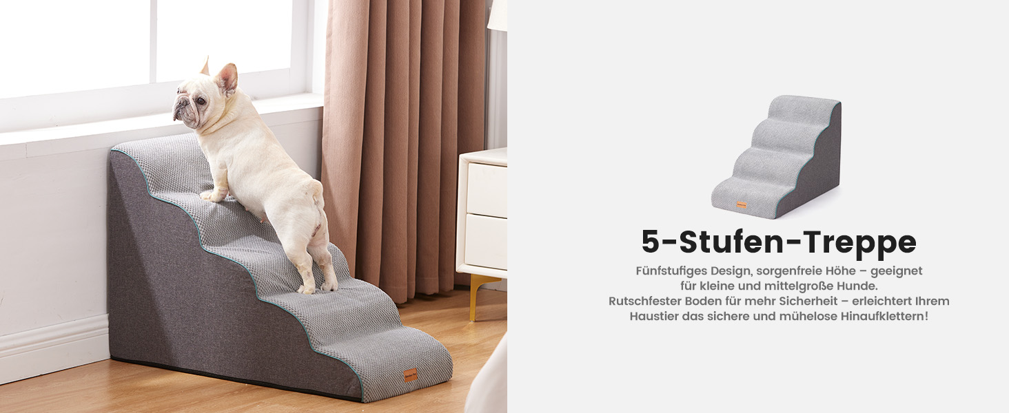 Сходинки для собак Gardner Pet: 3 сходинки, 35/42 см, сірий колір. Зручні для маленьких собак, з водонепроникним покриттям та протиковзким матеріалом. Підходять для ліжка, дивану, крісла.