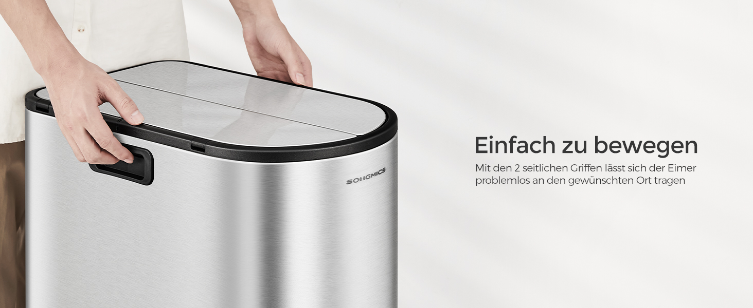 Сміттєве відро SONGMICS для кухні з сортувальником, 30/20 л, з педаллю, 2 відділення, білий + металік