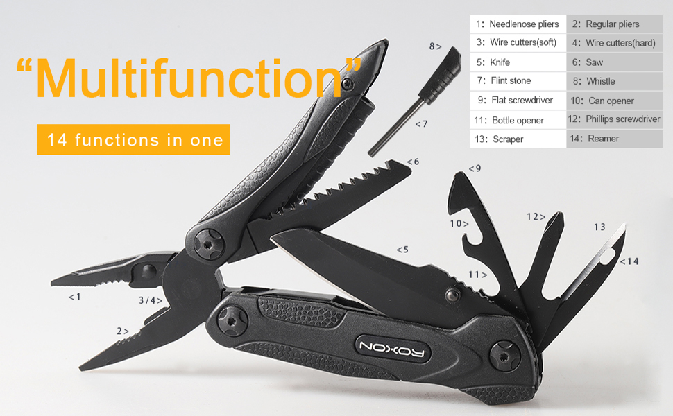 Мультитул ROXON CM1349 Spark: 14-в-1, мультиінструмент, плоскогубці, для туризму та виживання