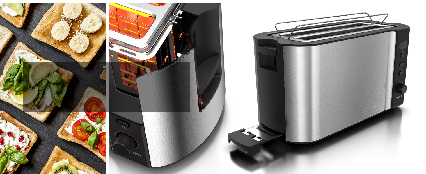 Набір Arendo: чайник, тостер та яйцеварка, нержавіюча сталь, сірий, 1.5л, 40-100°C, 4 тости, LED-дисплей, 6 рівнів підсмажування, на 1-6 яєць