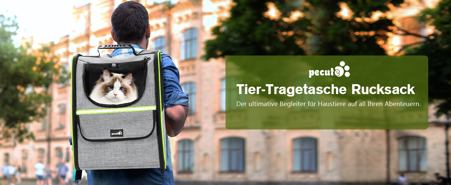 Рюкзак для кота Pecute з сітчастим вікном, переноска для тварин, дихаючий та легкий, сірий, до 6 кг