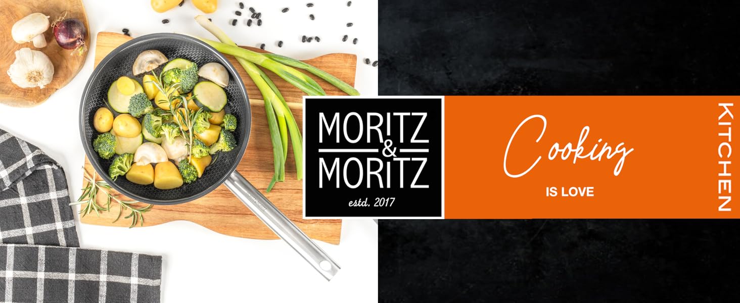 Сковорода Moritz & Moritz антипригарна 28 см індукційна з керамічним покриттям та стільниковою структурою. Нержавіюча сталь, високі борти, для всіх плит (газ, електро, індукція). Без кришки, діаметр 28 см