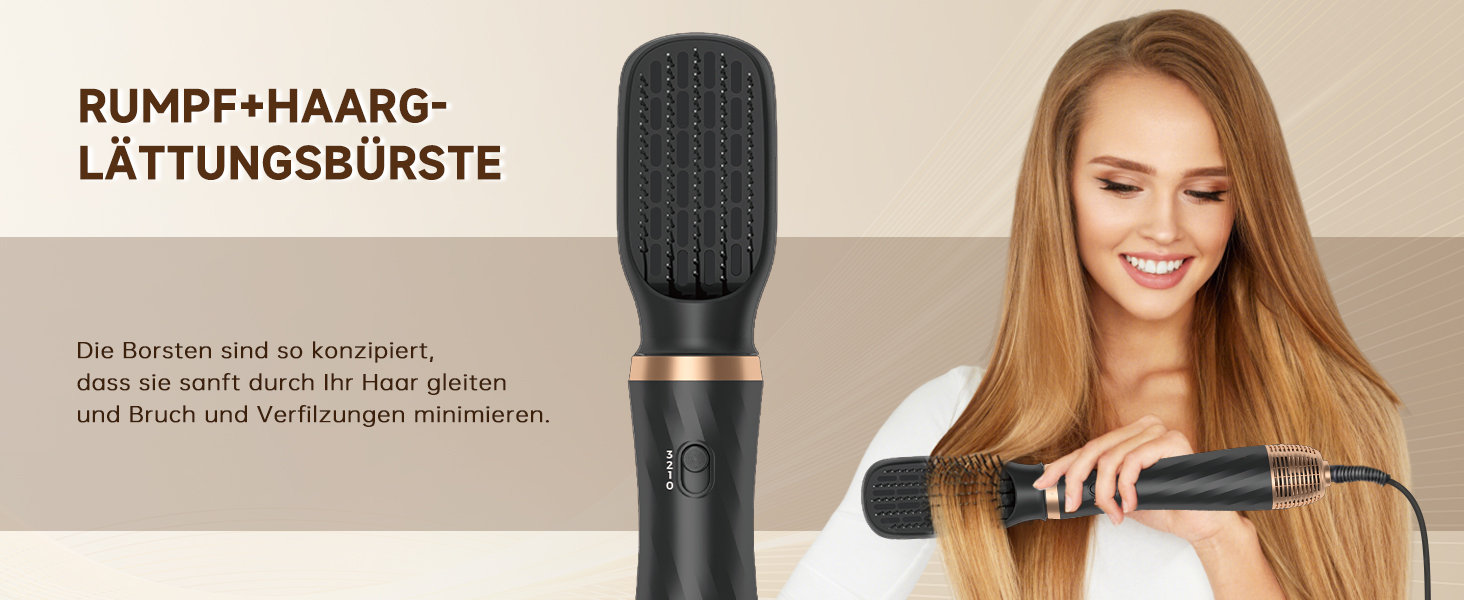 Фен-щітка 6 в 1 для волосся, Airstyler: сушка, укладка, завивка, випрямлення (Чорний)