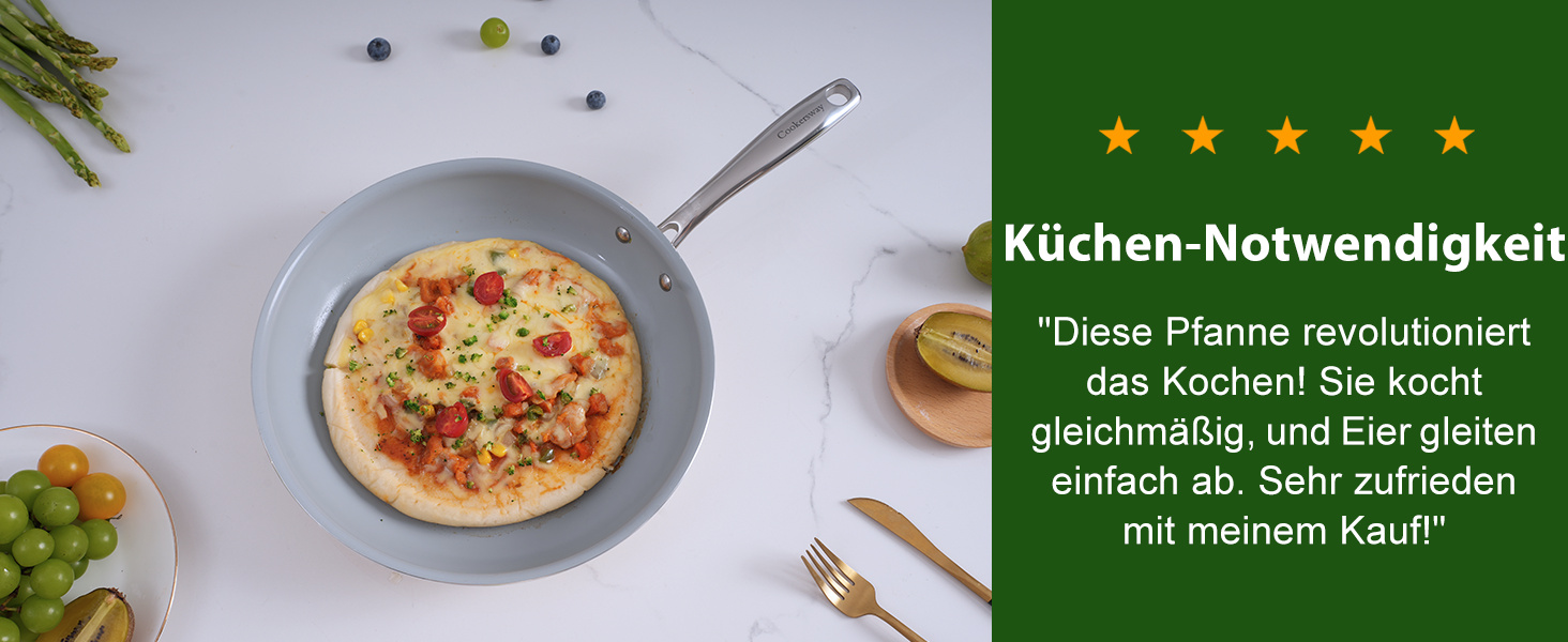 Набір сковорідок з керамічним покриттям 20, 24, 28 см - антипригарні, для індукційних плит, без PTFE, PFOA, PFOAS