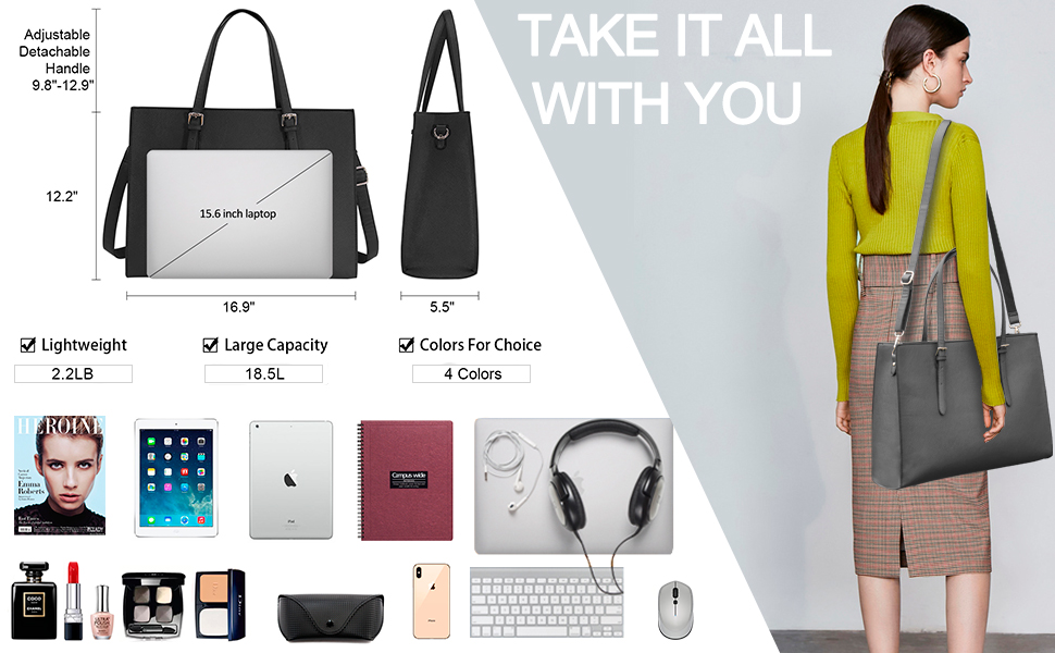 Сумка жіноча NUBILY Shopper велика чорна шкіряна для ноутбука 15.6